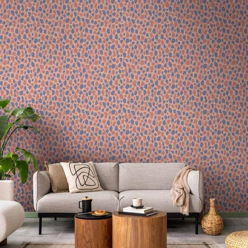 Tappezzeria murale - Giraffe Pattern - colorful animal pattern in blue-pink spots