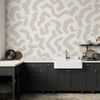 Carta da parati - Abstract composition - beige patterns in shapes on a white background