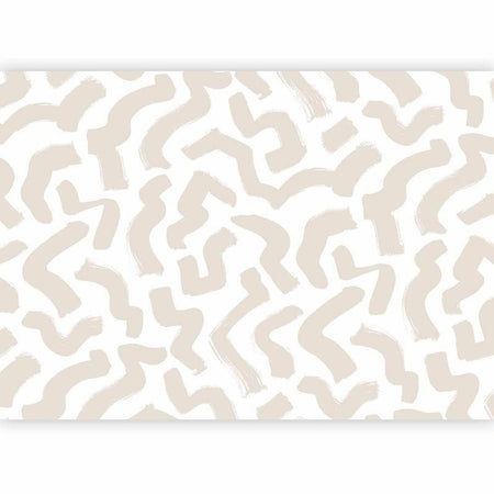 Carta da parati - Abstract composition - beige patterns in shapes on a white background