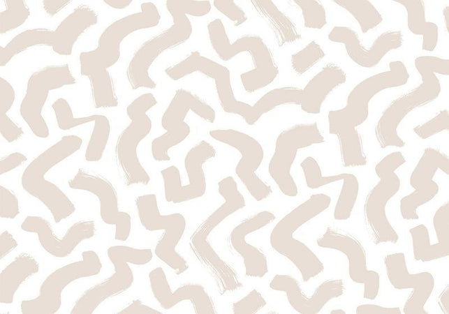 Carta da parati - Abstract composition - beige patterns in shapes on a white background