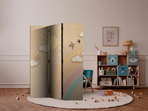 Paravento - Holiday Sky - A Rainbow on a Sunny Day and Flying Birds