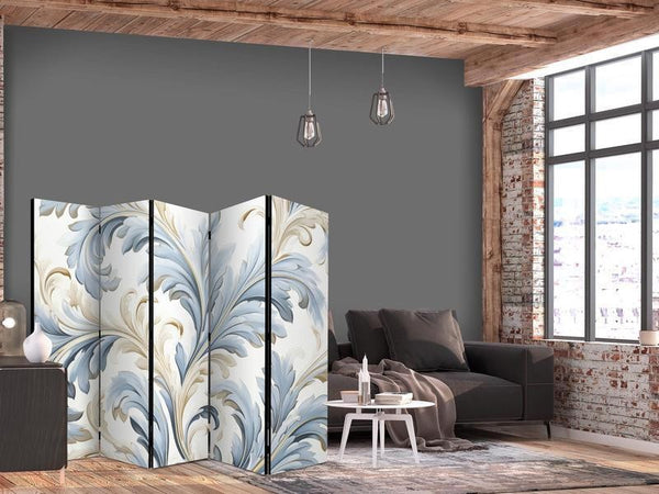 Paravento - Baroque Ornaments in Light Creamy Blue Colors