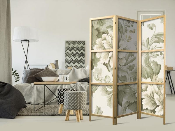 Paravento giapponese Fiori beige vintage 3 ante