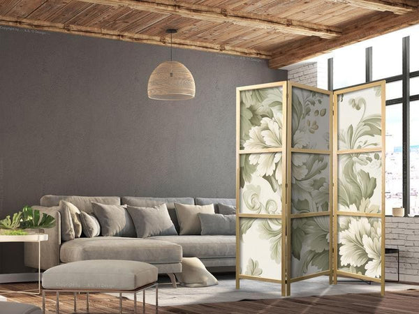 Paravento giapponese Fiori beige vintage 3 ante