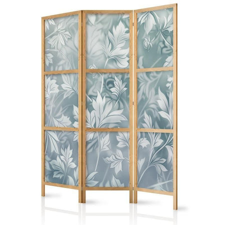 Paravento giapponese - Ornaments in Worn Muted Turquoises - Delicate Plant Pattern