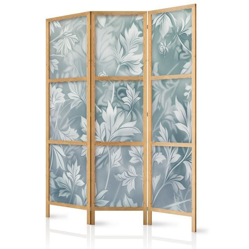 Paravento giapponese - Ornaments in Worn Muted Turquoises - Delicate Plant Pattern