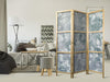 Paravento giapponese - Ornaments in Worn Muted Turquoises - Delicate Plant Pattern