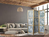 Paravento giapponese - Ornaments in Worn Muted Turquoises - Delicate Plant Pattern