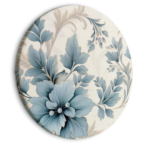 Quadro rotondo Fiori turchesi retrò