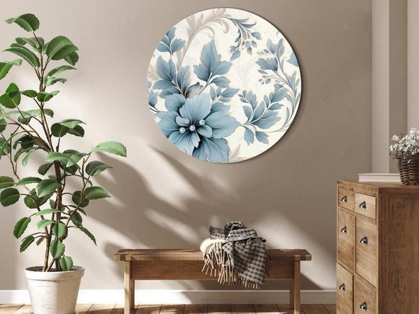 Quadro rotondo Fiori turchesi retrò