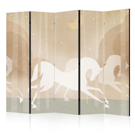 Paravento - Moonlit Steeds - Horses Galloping Among Trees on a Starry Night