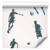 Tappezzeria murale - Traces and Balls - Black-and-white soccer motifs on a beige background