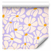 Tappezzeria murale - Cute Creamy Little Flowers - Small flowers with creamy - wind-blown petals on a blue background
