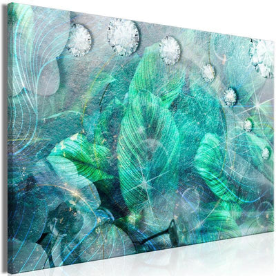 Quadro - Turquoise Leaves (1 Part) Wide
