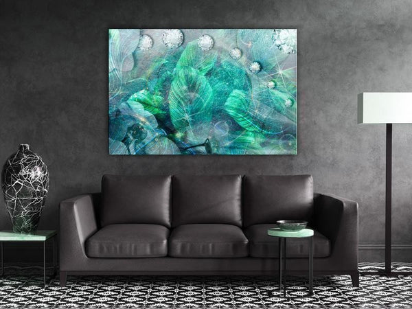 Quadro - Turquoise Leaves (1 Part) Wide