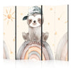 Paravento - Happy Sloth - Sloth in Muted Colors - Wearing a Cap - Sitting on a Rainbow Among the Stars