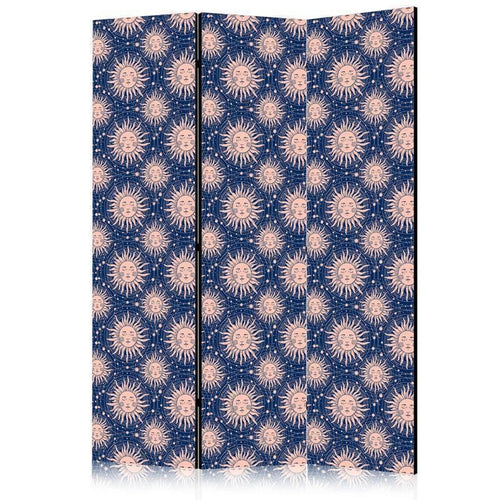 Paravento - Sunny Patterns - Repeating Sun Motif on a Navy Background