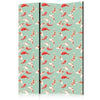 Paravento - Fish and Japanese Pattern - Koi Fish in Orange-Cream Colors on a Green-Mint Background with an Oriental Patt