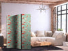 Paravento - Fish and Japanese Pattern - Koi Fish in Orange-Cream Colors on a Green-Mint Background with an Oriental Patt