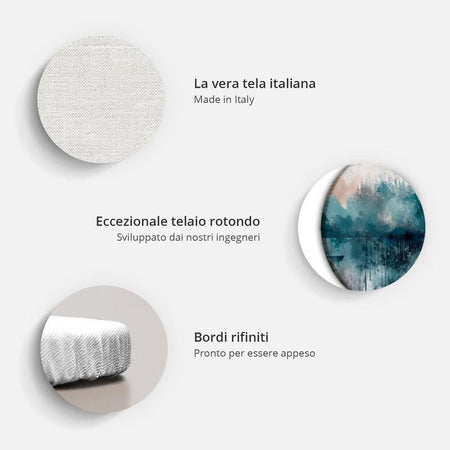 Quadro rotondo - Baroque Ornaments in Light Cream-Blue Hues
