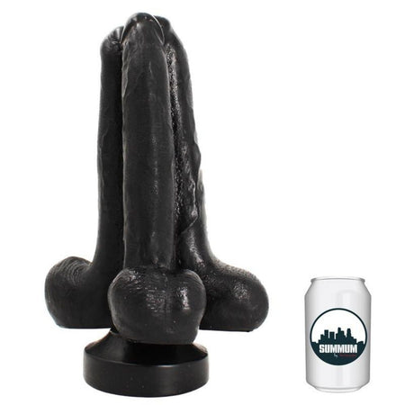 Triplo dildo realistico nero SUMMUM MISSION 3 in 1 25 cm