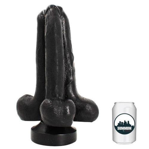 Triplo dildo realistico nero SUMMUM MISSION 3 in 1 25 cm