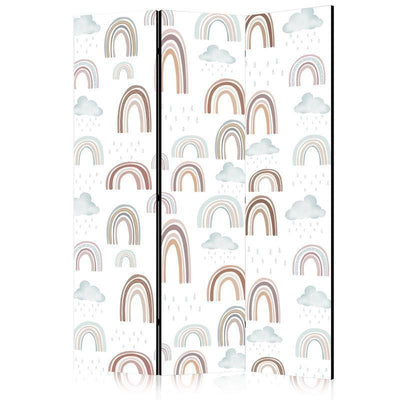 Paravento - Rainbows and Clouds - Rainbows of Various Sizes in Muted Colors Among Rain Clouds in a Pale Blue Shade