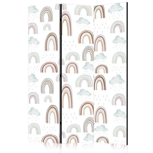 Paravento - Rainbows and Clouds - Rainbows of Various Sizes in Muted Colors Among Rain Clouds in a Pale Blue Shade