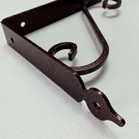 Reggimensola ramata da 175x230mm staffa rustica anticata con saetta di rinforzo