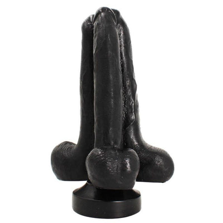 Triplo dildo realistico nero SUMMUM MISSION 3 in 1 25 cm