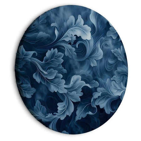 Quadro rotondo - Abstract Ornaments Dark Blue Victorian Leaves