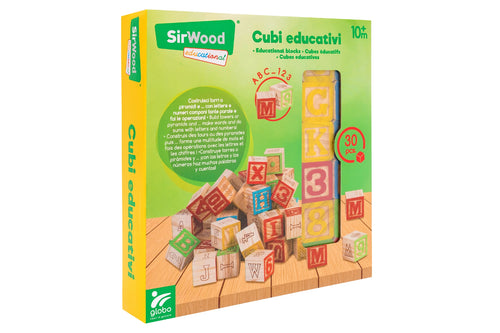 Cubi legno lettere numeri simboli 30pz 3x3