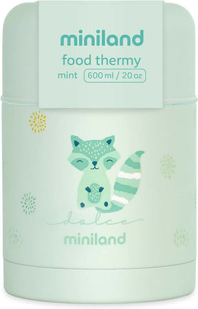 MINILAND Thermos in acciacio - Food Thermy colore Mint - 600ml - realizzato in doppio strato di acciaio che mantiene il cibo freddo o caldo per ore