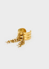 Anello double con frange e perle oro