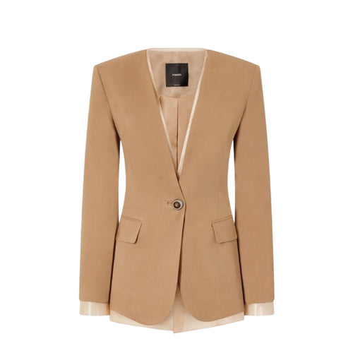 Pinko giacche donna pinko - gallina giacca lino stretch - marrone da donna