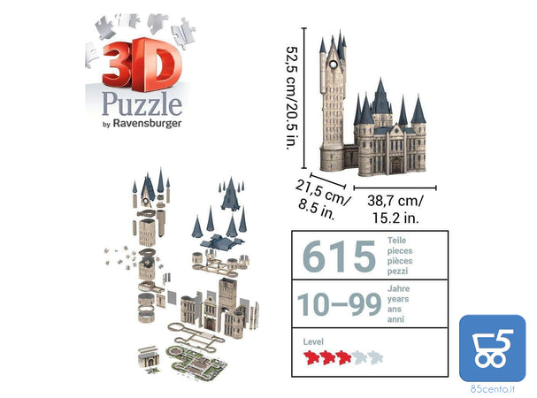 3D Puzzle Ravensburger Castello Torre di Astronomia di Hogwarts Harry Potter 615 Pezzi 10+ Anni