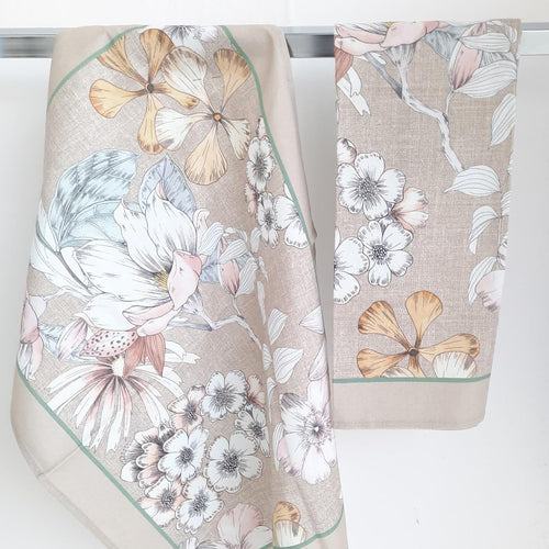 Set di 4 canovacci Creole Firenze in 100% cotone, modelli Bacche, Maiorca, Crocus, Flores, Maila, misura 50x70 cm, eleganti e Made in Italy.