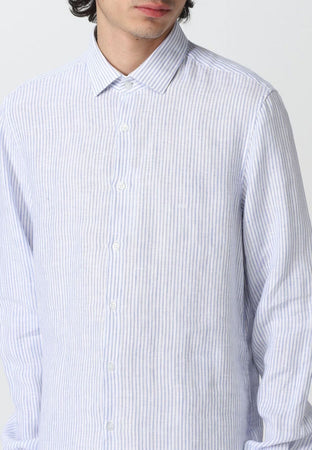 calvin klein CAMICIA LINEN STRIPE SLIM SHIRT da uomo