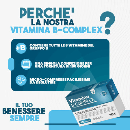 T-rex integratori, vitamina b complex 160 compresse vegan (5 mesi di fornitura)