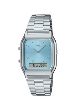 Orologio Casio unisex, AQ-230A-2A1, orologio per uomo e per donna, quadrante color turchese con doppio orario, analogico e digitale