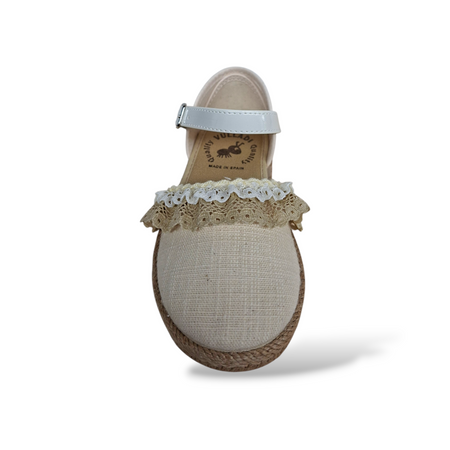Espadrillas Bambina Beige Bianco VUL-LADI con Fibbia – Scarpe Cerimonia Estate Taglie 24-37