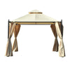 Gazebo da Giardino 3 x 3m con 4 Tende Laterali e Doppio Tetto Beige 84C-033