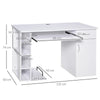 Scrivania per PC Ergonomica con Mensole, Armadietto, Cassetto e Piano Tastiera Estraibile, Bianca, 120x60x74cm ZQ1920-012V01WTZQ1