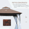 Gazebo da Giardino 3x3m con Zanzariera, Telaio in Acciaio e Doppio Tettuccio, Bianco 84C-010CF