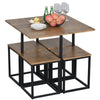 Set da Bar 5 pezzi con Tavolo alto e 4 Sgabelli Stile Industriale, Marrone e Nero WQ8835-890V00RBWQ8