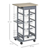 Carrello da Cucina in Grigio Scuro con 1 Cassetto e 4 Cestelli Metallici GH3801-121V01CGGH3