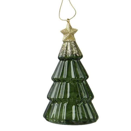 Pendaglio a forma di albero verde con glitter per albero decorazione natalizia da 13 cm