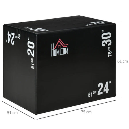 Plyo Box 3 in1 a 3 Altezze, Jumping Box Pliometrico Capacità 120kg, 75x51x61cm, Nero ED5A93-052ED5