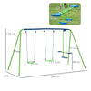 Set Altalene da Giardino per 4 Bambini, 1 Altalena Doppia e 2 Altalene Singole, Capacità di peso 45kg (Altalena) 180kg (Totale), 280x140x178cm YH5344-035YH5
