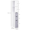 Mobiletto a Colonna Salvaspazio in Legno, Armadietto da Bagno con Ripiani e Armadietti, Bianco, 15x33x136.5cm RF7834-114RF7